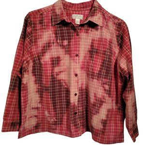 Bleach distressed flannel, hand-dipped bleach flannel, upcycled flannel